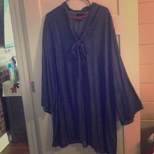 Chambray dress with neck tie